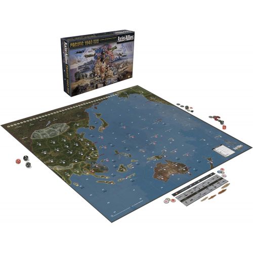 해즈브로 Hasbro Gaming Avalon Hill Axis & Allies Pacific 1940 Second Edition WWII Strategy Board Game, with Extra Large Gameboard, Ages 12 and Up, 2-4 Players, English Version , Brown