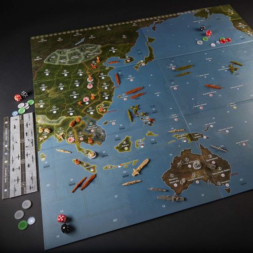 해즈브로 Hasbro Gaming Avalon Hill Axis & Allies Pacific 1940 Second Edition WWII Strategy Board Game, with Extra Large Gameboard, Ages 12 and Up, 2-4 Players, English Version , Brown