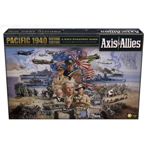 해즈브로 Hasbro Gaming Avalon Hill Axis & Allies Pacific 1940 Second Edition WWII Strategy Board Game, with Extra Large Gameboard, Ages 12 and Up, 2-4 Players, English Version , Brown