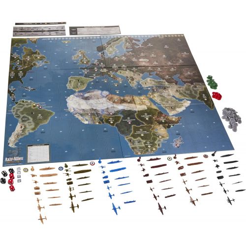 해즈브로 Hasbro Gaming Avalon Hill Axis & Allies Europe 1940 Second Edition WWII Strategy Board Game, with Extra Large Gameboard, Ages 12 and Up, 2-6 Players , Brown