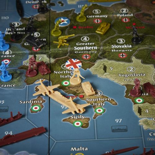 해즈브로 Hasbro Gaming Avalon Hill Axis & Allies Europe 1940 Second Edition WWII Strategy Board Game, with Extra Large Gameboard, Ages 12 and Up, 2-6 Players , Brown