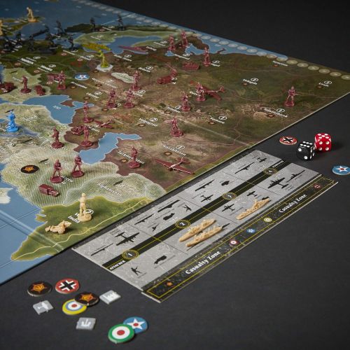 해즈브로 Hasbro Gaming Avalon Hill Axis & Allies Europe 1940 Second Edition WWII Strategy Board Game, with Extra Large Gameboard, Ages 12 and Up, 2-6 Players , Brown