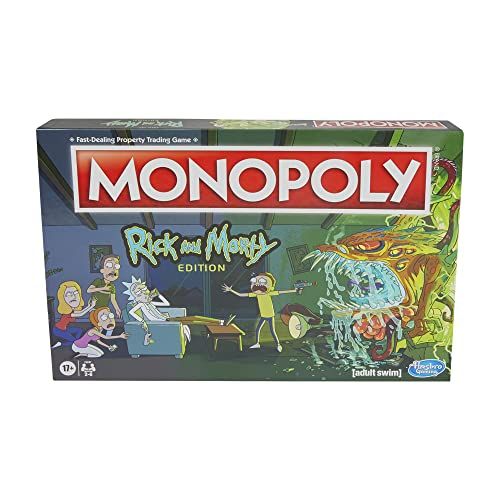 해즈브로 Hasbro Gaming Monopoly: Rick and Morty Edition Board Game, Cartoon Network Game for Families and Teens 17+, Includes Collectible Monopoly Tokens (Amazon Exclusive)