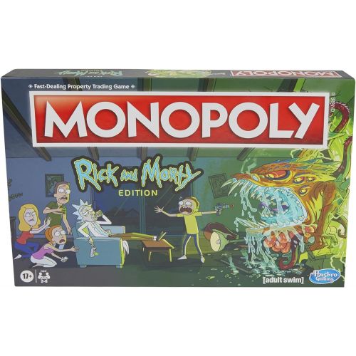 해즈브로 Hasbro Gaming Monopoly: Rick and Morty Edition Board Game, Cartoon Network Game for Families and Teens 17+, Includes Collectible Monopoly Tokens (Amazon Exclusive)