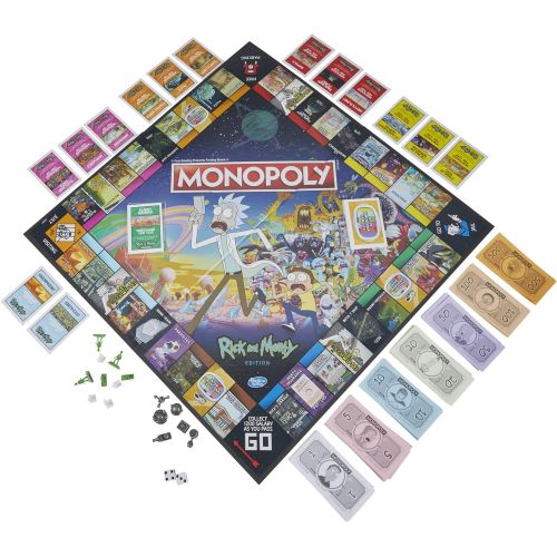 해즈브로 Hasbro Gaming Monopoly: Rick and Morty Edition Board Game, Cartoon Network Game for Families and Teens 17+, Includes Collectible Monopoly Tokens (Amazon Exclusive)