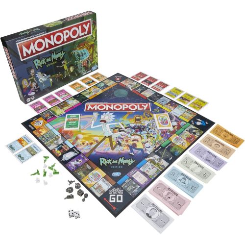 해즈브로 Hasbro Gaming Monopoly: Rick and Morty Edition Board Game, Cartoon Network Game for Families and Teens 17+, Includes Collectible Monopoly Tokens (Amazon Exclusive)