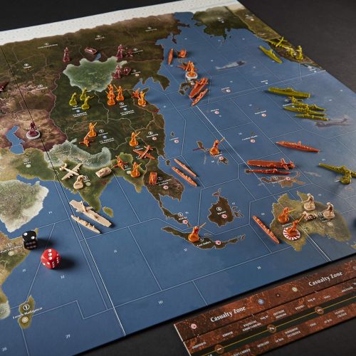 해즈브로 Hasbro Gaming Avalon Hill Axis & Allies 1942 Second Edition WWII Strategy Board Game, with Extra Large Gameboard, Ages 12 and Up, 2-5 Players , Brown