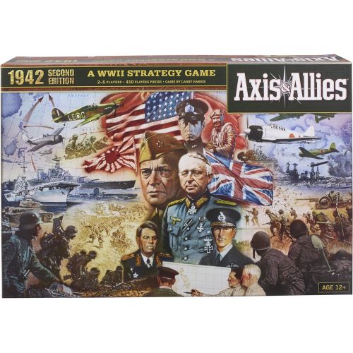 해즈브로 Hasbro Gaming Avalon Hill Axis & Allies 1942 Second Edition WWII Strategy Board Game, with Extra Large Gameboard, Ages 12 and Up, 2-5 Players , Brown