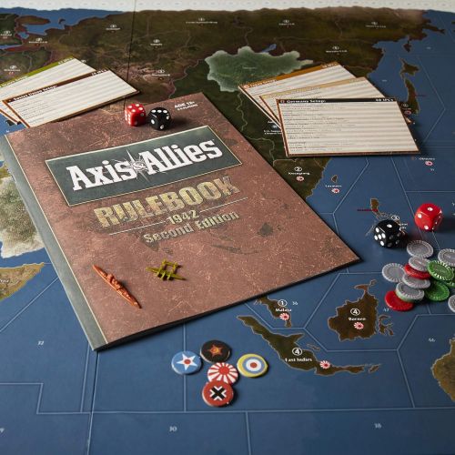 해즈브로 Hasbro Gaming Avalon Hill Axis & Allies 1942 Second Edition WWII Strategy Board Game, with Extra Large Gameboard, Ages 12 and Up, 2-5 Players , Brown