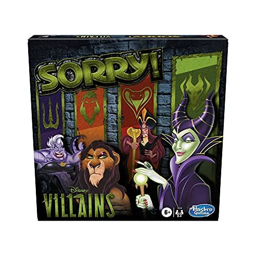 해즈브로 Hasbro Gaming Sorry! Board Game: Disney Villains Edition Kids Game, Family Games for Ages 6 and Up (Amazon Exclusive) , Green