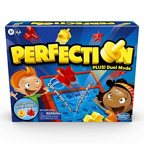 해즈브로 Hasbro Gaming Perfection Game Plus 2-Player Duel Mode Popping Shapes and Pieces Ages 5 and Up (Amazon Exclusive)