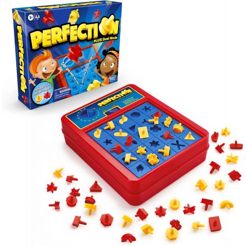 해즈브로 Hasbro Gaming Perfection Game Plus 2-Player Duel Mode Popping Shapes and Pieces Ages 5 and Up (Amazon Exclusive)