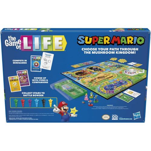 해즈브로 Hasbro Gaming The Game of Life: Super Mario Edition Board Game for Kids Ages 8 and Up, Play Minigames, Collect Stars, Battle Bowser