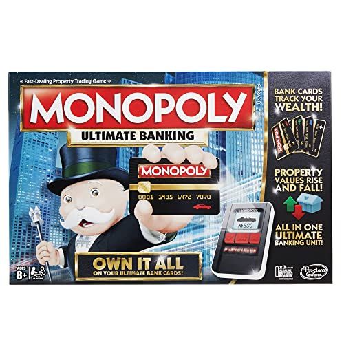 해즈브로 Hasbro Gaming Monopoly Game: Ultimate Banking Edition Board Game, Electronic Banking Unit, Game for Families and Kids Ages 8 and Up (Amazon Exclusive)