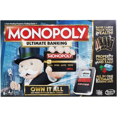 해즈브로 Hasbro Gaming Monopoly Game: Ultimate Banking Edition Board Game, Electronic Banking Unit, Game for Families and Kids Ages 8 and Up (Amazon Exclusive)