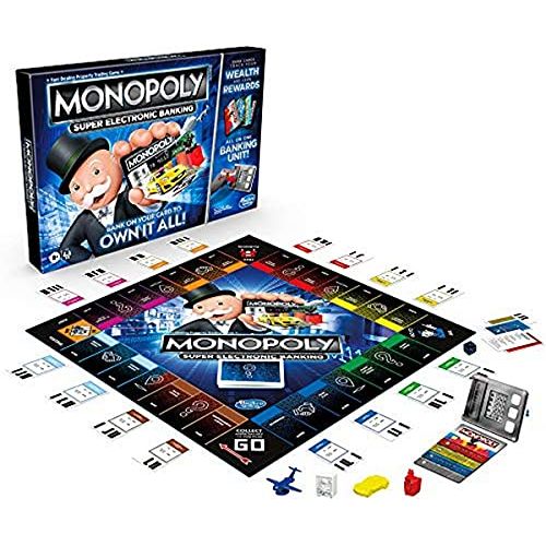 해즈브로 Hasbro Gaming Monopoly Super Electronic Banking Board Game, Electronic Banking Unit, Choose Your Rewards, Cashless Gameplay Tap Technology, for Ages 8 and Up