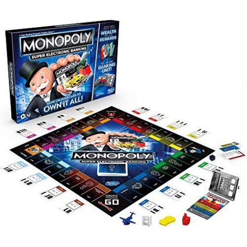 해즈브로 Hasbro Gaming Monopoly Super Electronic Banking Board Game, Electronic Banking Unit, Choose Your Rewards, Cashless Gameplay Tap Technology, for Ages 8 and Up