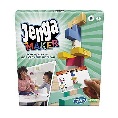 해즈브로 Hasbro Gaming Jenga Maker, Wooden Blocks, Stacking Tower Game, Game for Kids Ages 8 and Up, Game for 2-6 Players, Play in Teams