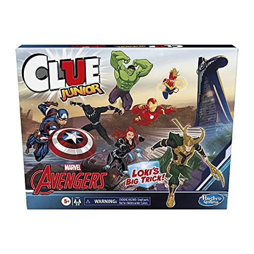 해즈브로 Hasbro Gaming Clue Junior: Marvel Avengers Edition Board Game for Kids Ages 5+, Lokis Big Trick, Classic Mystery Game for 2-6 Players (Amazon Exclusive)