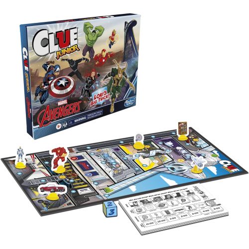 해즈브로 Hasbro Gaming Clue Junior: Marvel Avengers Edition Board Game for Kids Ages 5+, Lokis Big Trick, Classic Mystery Game for 2-6 Players (Amazon Exclusive)