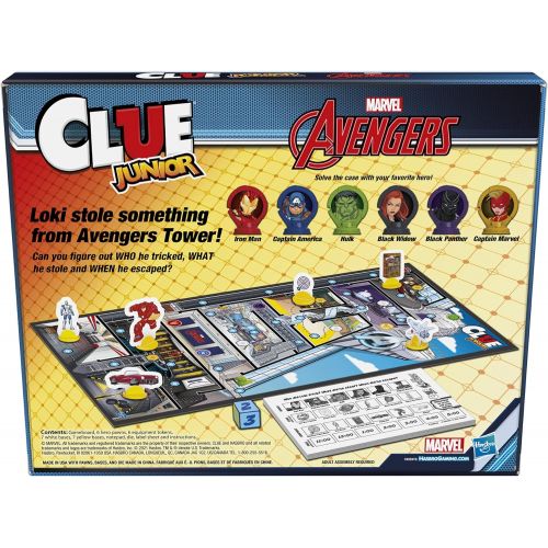 해즈브로 Hasbro Gaming Clue Junior: Marvel Avengers Edition Board Game for Kids Ages 5+, Lokis Big Trick, Classic Mystery Game for 2-6 Players (Amazon Exclusive)