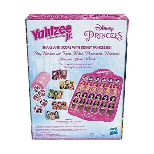 해즈브로 Hasbro Gaming Yahtzee Jr.: Disney Princess Edition Board Game for Kids Ages 4 and Up, For 2-4 Players, Counting and Matching Game for Preschoolers (Amazon Exclusive)