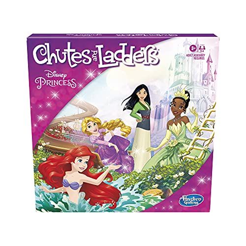 해즈브로 Hasbro Gaming Chutes and Ladders: Disney Princess Edition Board Game for Kids Ages 3 and Up, Preschool Game for 2-4 Players (Amazon Exclusive)