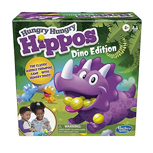 해즈브로 Hasbro Gaming Hungry Hungry Hippos Dino Edition Board Game, Pre-School Game for Ages 4 and Up; For 2 to 4 Players (Amazon Exclusive)