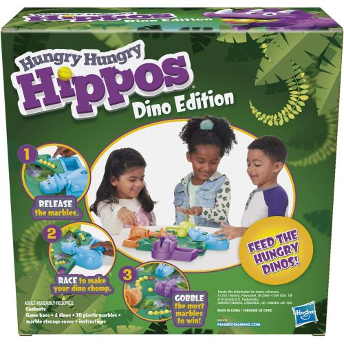 해즈브로 Hasbro Gaming Hungry Hungry Hippos Dino Edition Board Game, Pre-School Game for Ages 4 and Up; For 2 to 4 Players (Amazon Exclusive)