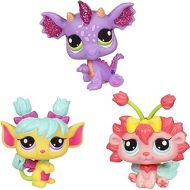 Hasbro Littlest Pet Shop Fairies Glistening Garden Exclusive 3Pack PURPLE Dragon, Rose Daffodil