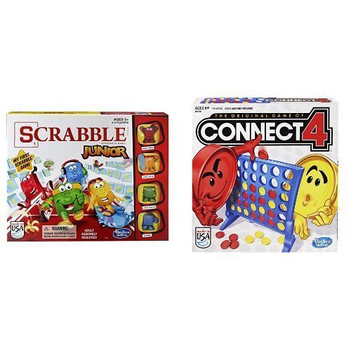 해즈브로 Hasbro Scrabble Junior Game and Connect 4 Game Bundle