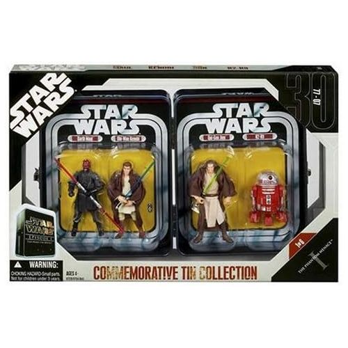 해즈브로 Hasbro Star Wars Episode 1 The Phantom Menace Commemorative Tin Collection with R2-R9, Darth Maul, Obi Wan Kenobi & Qui Gon Jinn RARE