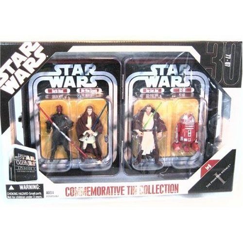 해즈브로 Hasbro Star Wars Episode 1 The Phantom Menace Commemorative Tin Collection with R2-R9, Darth Maul, Obi Wan Kenobi & Qui Gon Jinn RARE