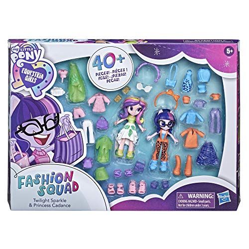 해즈브로 Hasbro My Little Pony Equestria Girls Fashion Squad Twilight Sparkle and Princess Cadance Mini Doll Set Toy, 40 Fashion Accessories