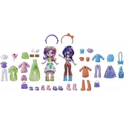 해즈브로 Hasbro My Little Pony Equestria Girls Fashion Squad Twilight Sparkle and Princess Cadance Mini Doll Set Toy, 40 Fashion Accessories