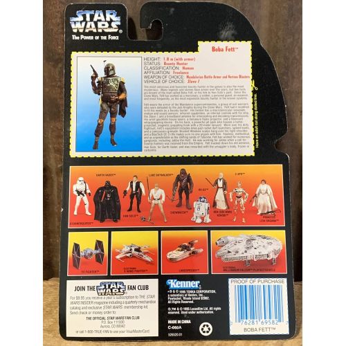 해즈브로 Hasbro Star Wars Boba Fett 1995 Red-Card Power of the Force Action Figure