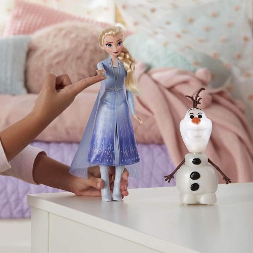 해즈브로 Hasbro Disney Frozen Magic Fun with Elsa & Olaf, Hebe Elsas Arm and Olaf Moves, Talks and Glows, Inspired by The Movie Disney Frozen 2 - Toy for Kids from 3 Years