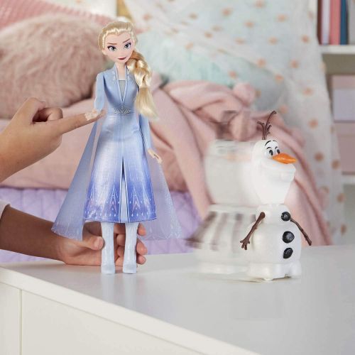 해즈브로 Hasbro Disney Frozen Magic Fun with Elsa & Olaf, Hebe Elsas Arm and Olaf Moves, Talks and Glows, Inspired by The Movie Disney Frozen 2 - Toy for Kids from 3 Years