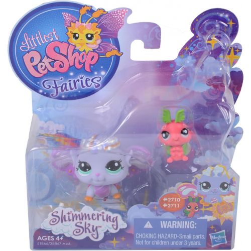 해즈브로 Hasbro Littlest Pet Shop Fairies, Shimmering Sky, Morning Haze Fairy #2710, Luna Moth #2711