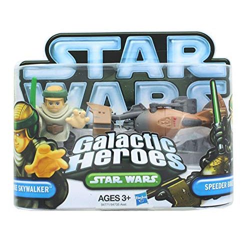 해즈브로 Hasbro Star Wars: Galactic Heroes 2010 Luke Skywalker & Speeder Bike Action Figure 2...