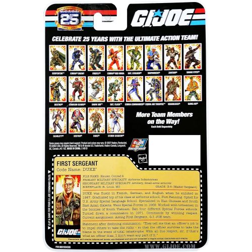 해즈브로 Hasbro G.I. Joe 25th Anniversary: Duke (First Sergeant) 3-3/4 Inch Action Figure