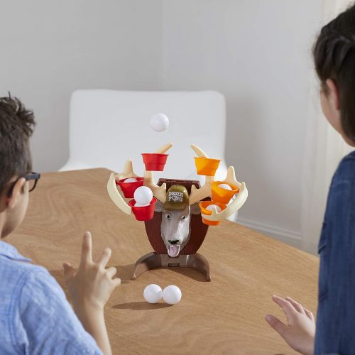 해즈브로 Hasbro Gaming Deer Pong Game, Features Talking Deer Head and Music, Includes 6 Party Cups and 8 Balls, Fun Family Game for Ages 8 and Up