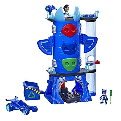 해즈브로 Hasbro PJ Masks Deluxe Battle HQ Preschool Toy, Headquarters Playset with 2 Action Figures, Cat-Car Vehicle, and More for Kids Ages 3 and Up