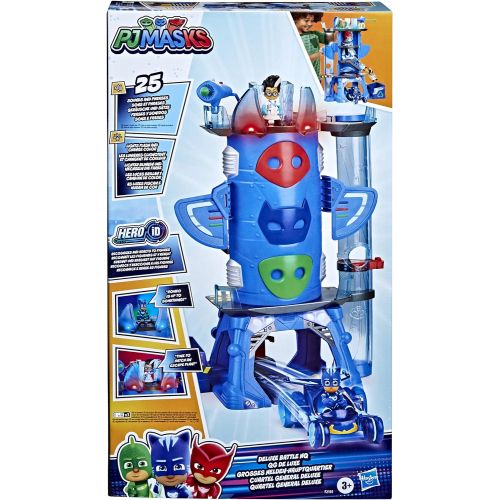 해즈브로 Hasbro PJ Masks Deluxe Battle HQ Preschool Toy, Headquarters Playset with 2 Action Figures, Cat-Car Vehicle, and More for Kids Ages 3 and Up