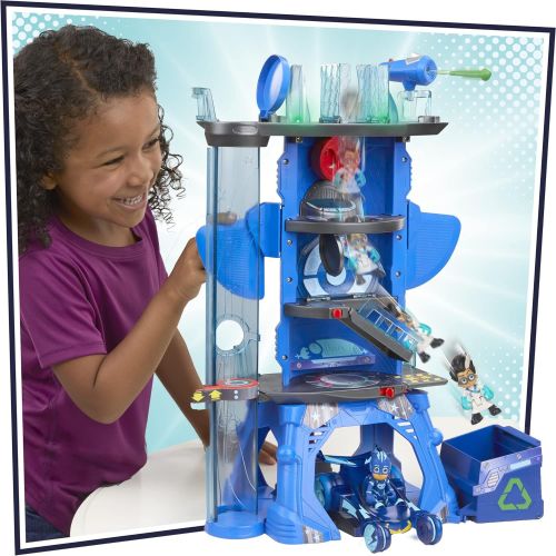 해즈브로 Hasbro PJ Masks Deluxe Battle HQ Preschool Toy, Headquarters Playset with 2 Action Figures, Cat-Car Vehicle, and More for Kids Ages 3 and Up