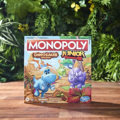 해즈브로 Hasbro Gaming Monopoly Junior Dinosaur Edition Board Game, Kids Board Games, Fun Dinosaur Toys, Dinosaur Board Game for 2-4 players (Amazon Exclusive)