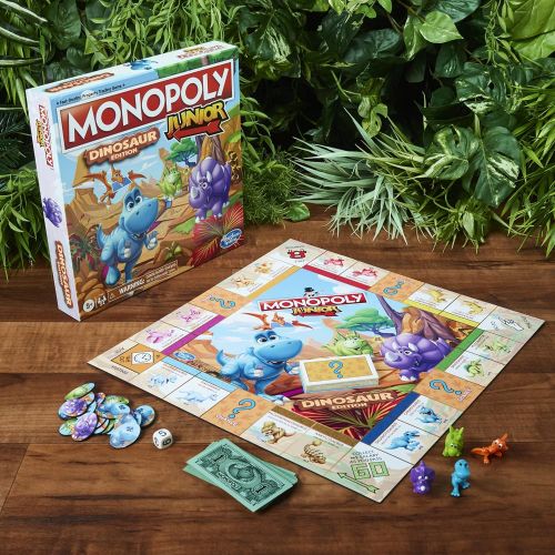 해즈브로 Hasbro Gaming Monopoly Junior Dinosaur Edition Board Game, Kids Board Games, Fun Dinosaur Toys, Dinosaur Board Game for 2-4 players (Amazon Exclusive)