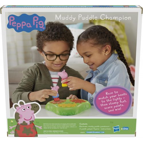해즈브로 Hasbro Gaming Peppa Pig Muddy Puddle Champion Board Game for Kids Ages 3 and Up, Preschool Game for 1-2 Players