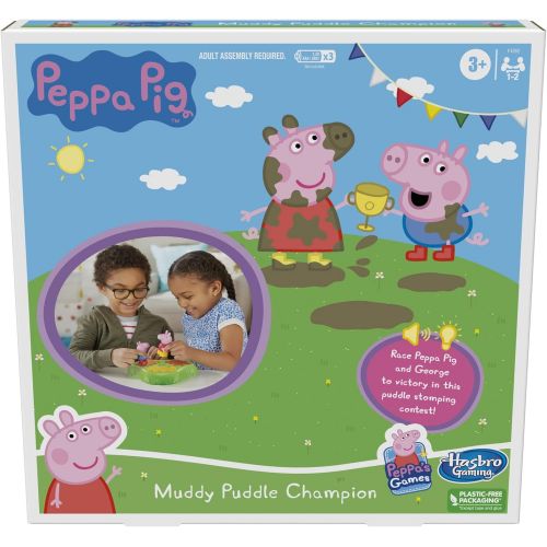 해즈브로 Hasbro Gaming Peppa Pig Muddy Puddle Champion Board Game for Kids Ages 3 and Up, Preschool Game for 1-2 Players