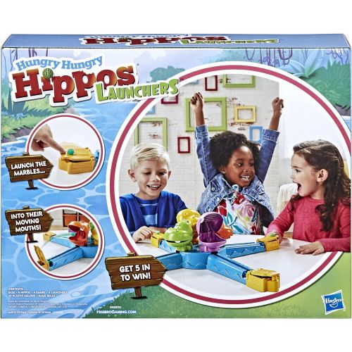 해즈브로 Hasbro Gaming Hungry Hungry Hippos Launchers Game for Kids Ages 4 and Up, Electronic Pre-School Game for 2-4 Players